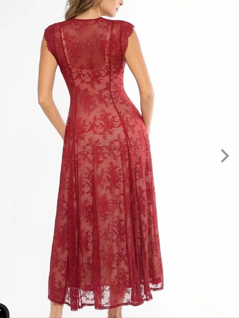 Popilush Women Shapewear Boho Floral Lace Front Slit Fit & Flare Midi Dress XXL - Picture 2 of 16